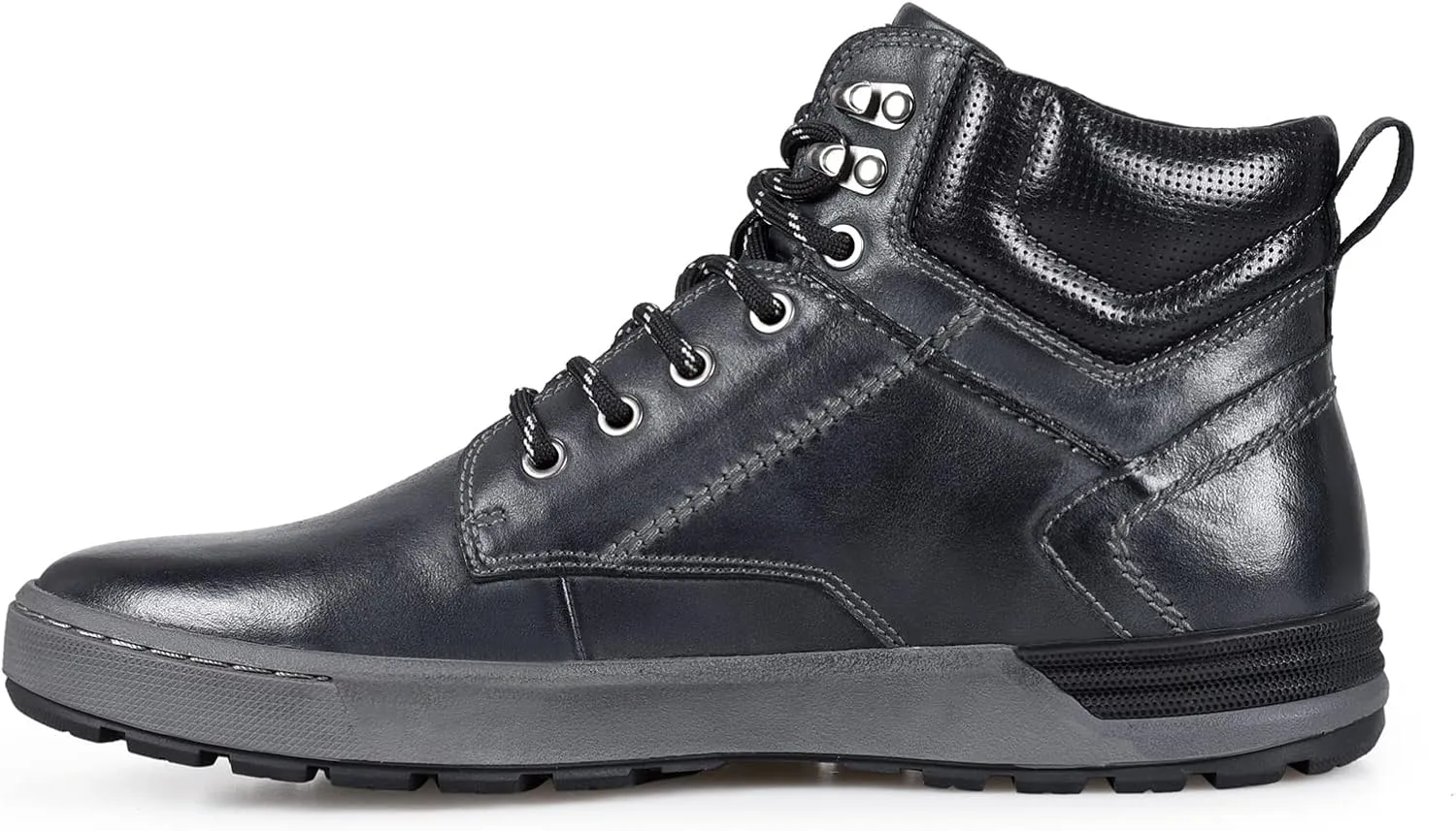 FIEEIF Mens Genuine Leather Ankle Boots Lace-Up Comfortable Sports Mid-Top Casual Sneakers Chukka Boot for Men Non Slip Outdoor Shoes