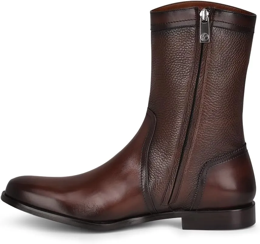 FRANCO CUADRA Men’s Brown Deer Leather Urban Boots