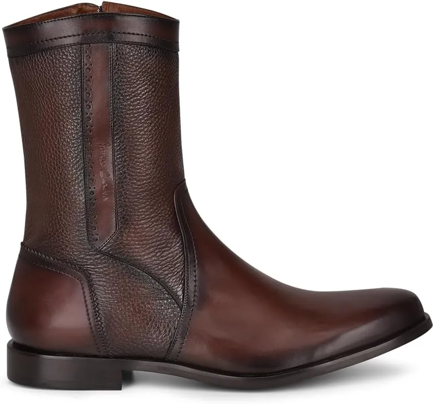 FRANCO CUADRA Men’s Brown Deer Leather Urban Boots