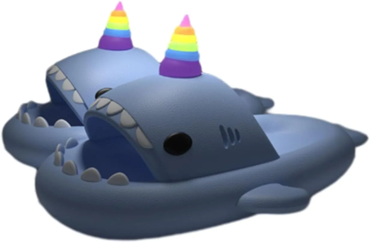 Galaxy Shark Slides Glow Unicorn, Cute Cartoon 3D Cloud Shark Slippers Shoes Sandals For Women Men