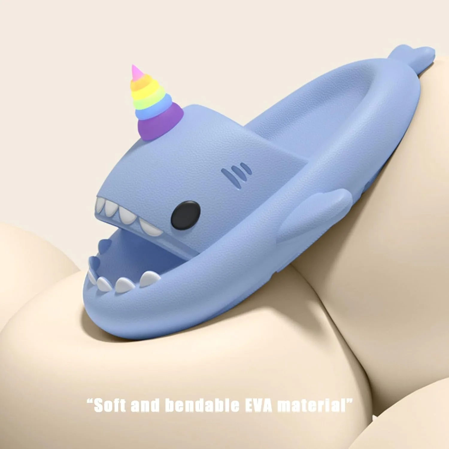 Galaxy Shark Slides Glow Unicorn, Cute Cartoon 3D Cloud Shark Slippers Shoes Sandals For Women Men