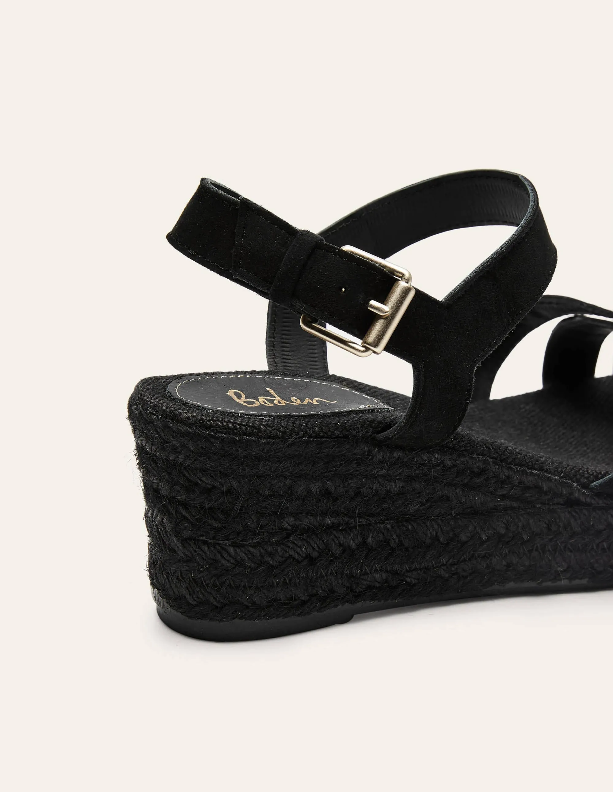 Geometrische Espadrilles mit Keilabsatz-Schwarz