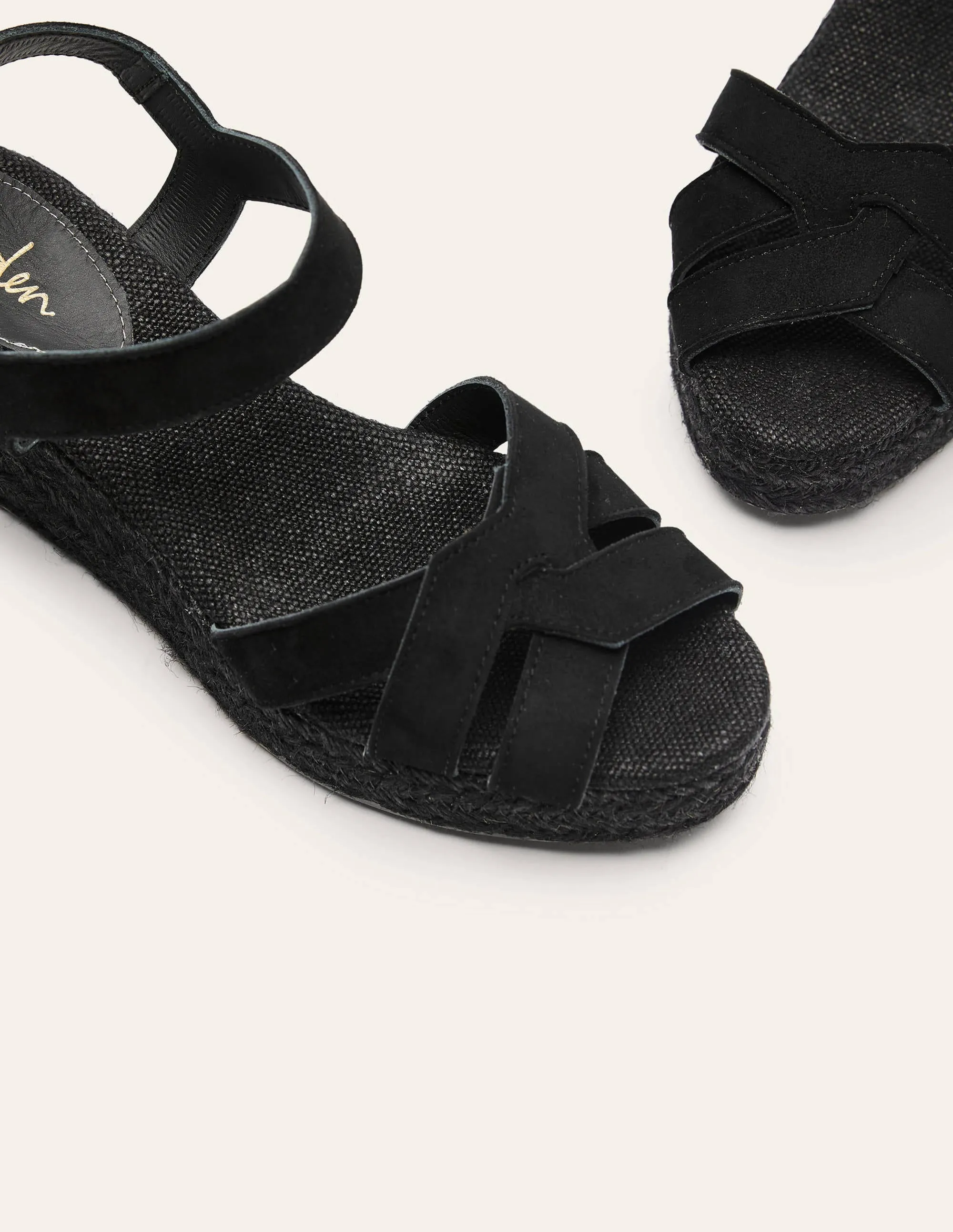 Geometrische Espadrilles mit Keilabsatz-Schwarz