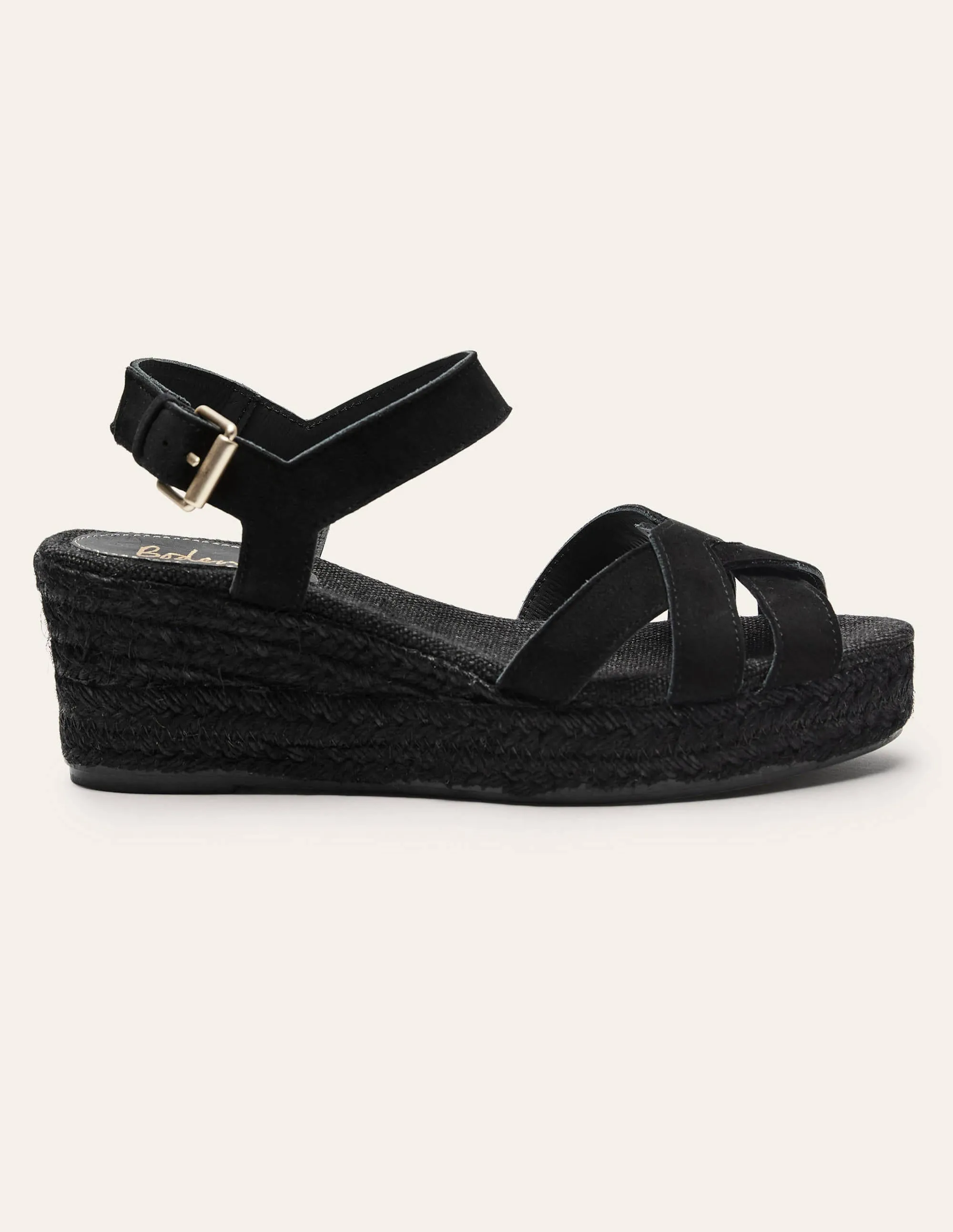 Geometrische Espadrilles mit Keilabsatz-Schwarz