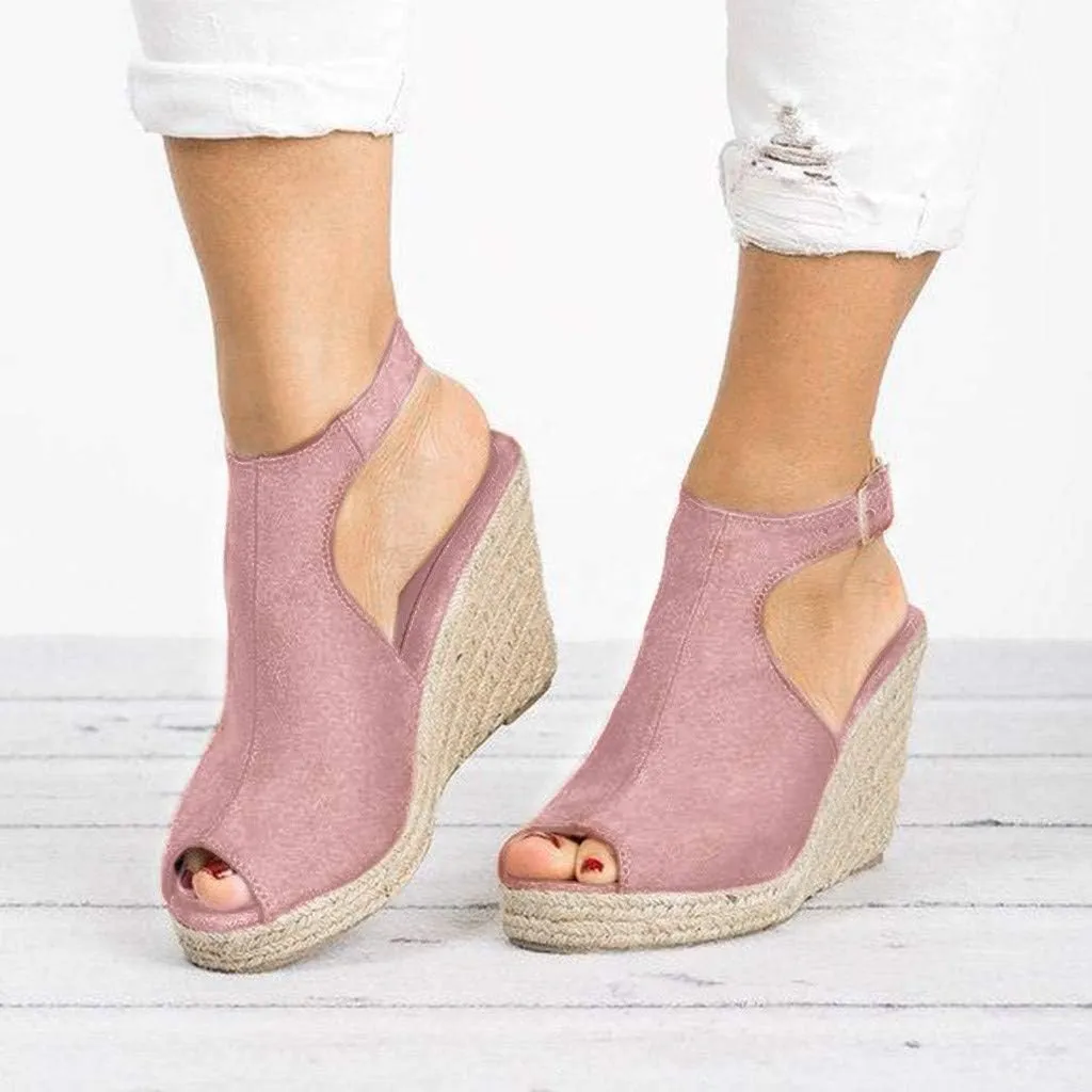 Gibobby Womens Summer Shoes,Women's Fish Mouth Espadrilles Slingback Platforms Sandals High Heel Ankle Strap Beach Shoes