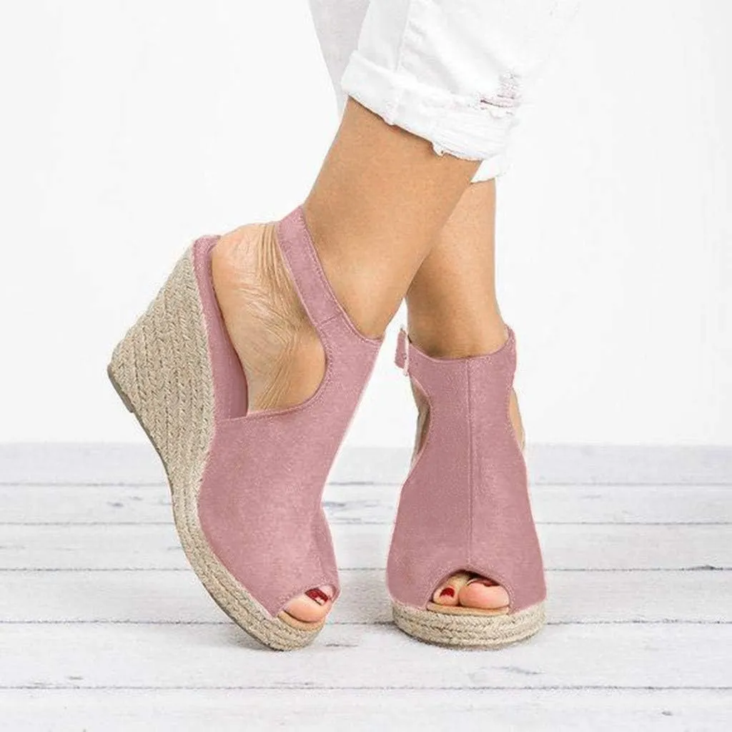 Gibobby Womens Summer Shoes,Women's Fish Mouth Espadrilles Slingback Platforms Sandals High Heel Ankle Strap Beach Shoes