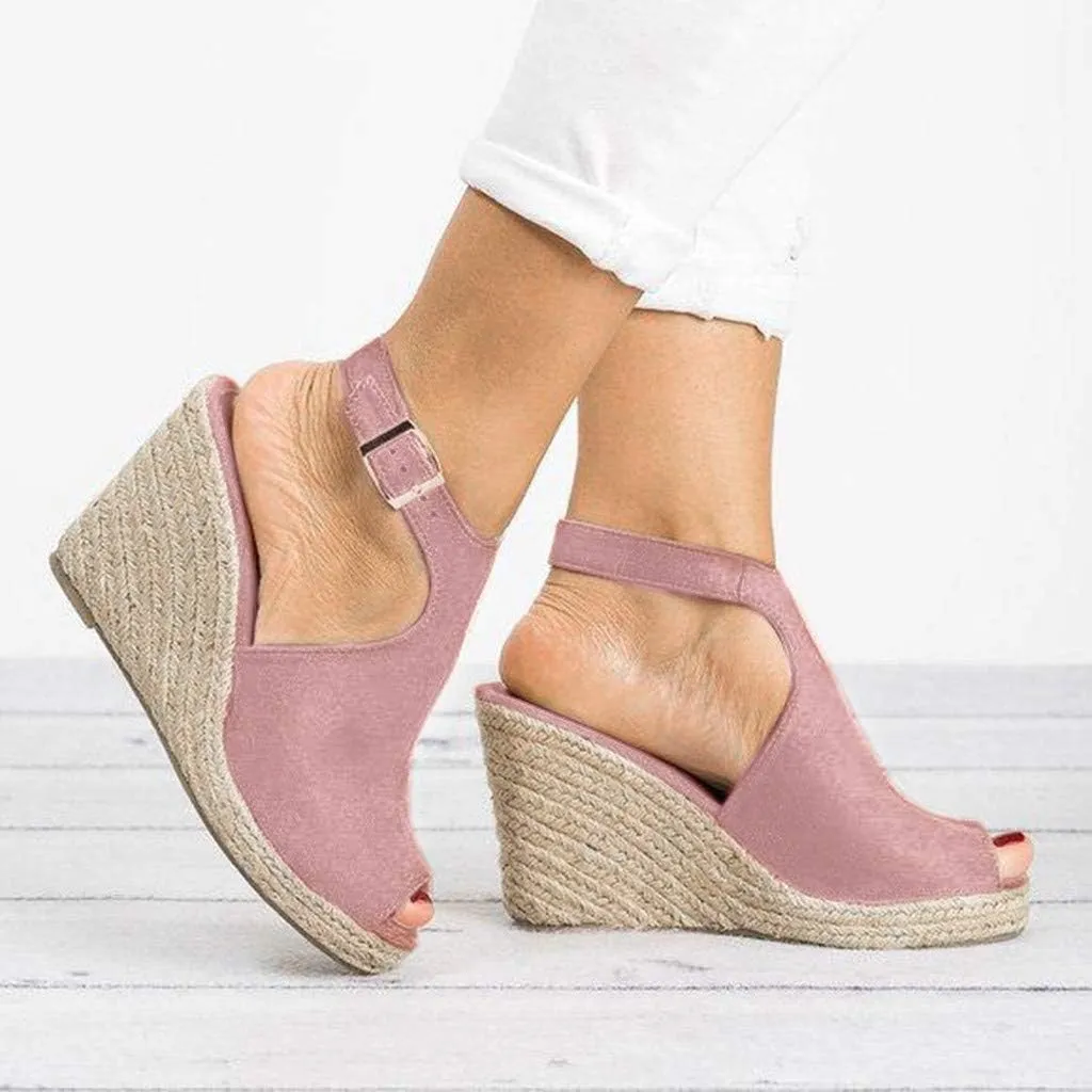 Gibobby Womens Summer Shoes,Women's Fish Mouth Espadrilles Slingback Platforms Sandals High Heel Ankle Strap Beach Shoes