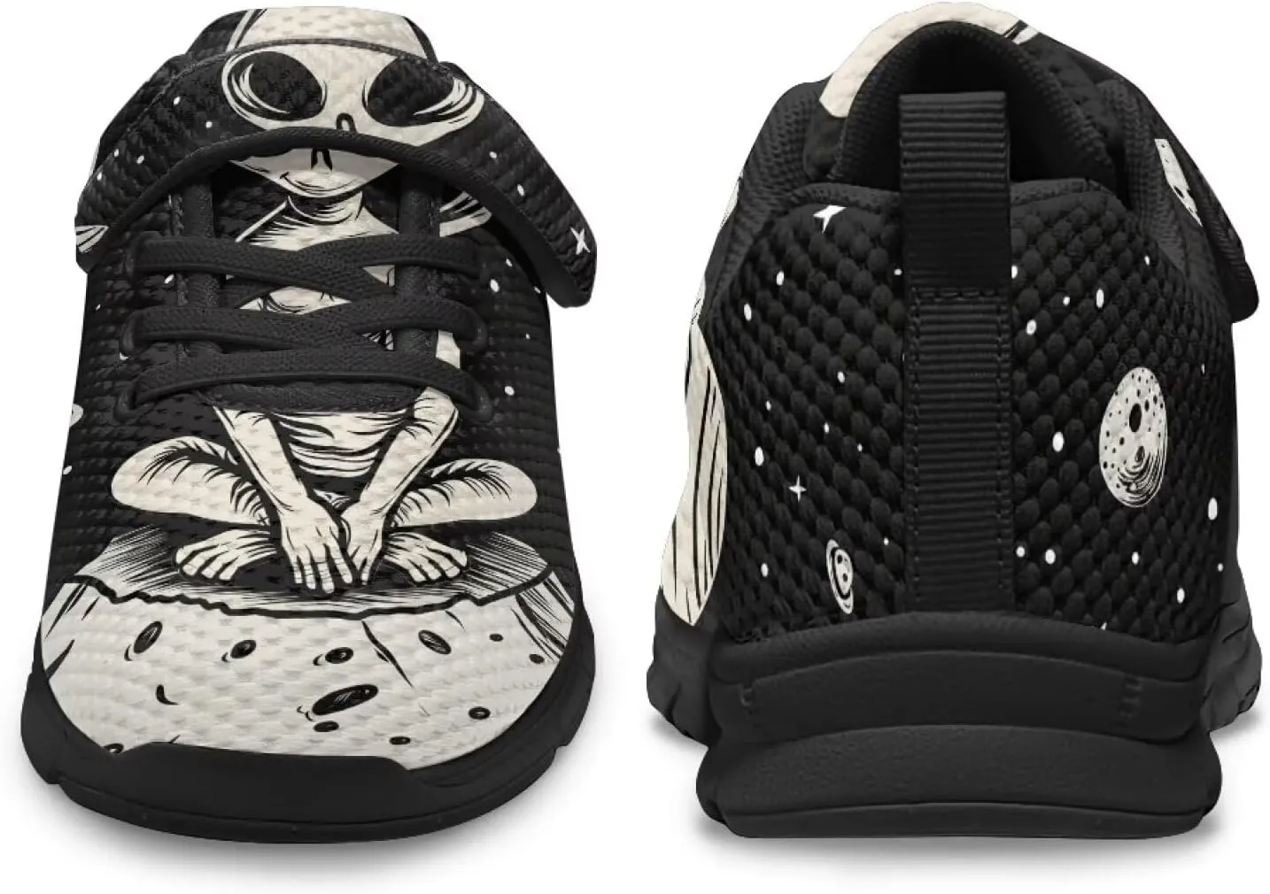 GOSTONG Unisex Kids Sneakers Breathable Mesh Easy-on Kids Casual Sneakers Non Slip Indoor Outdoor Walking Shoes Black US 11-15