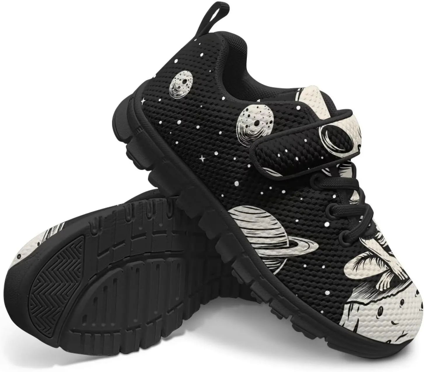 GOSTONG Unisex Kids Sneakers Breathable Mesh Easy-on Kids Casual Sneakers Non Slip Indoor Outdoor Walking Shoes Black US 11-15