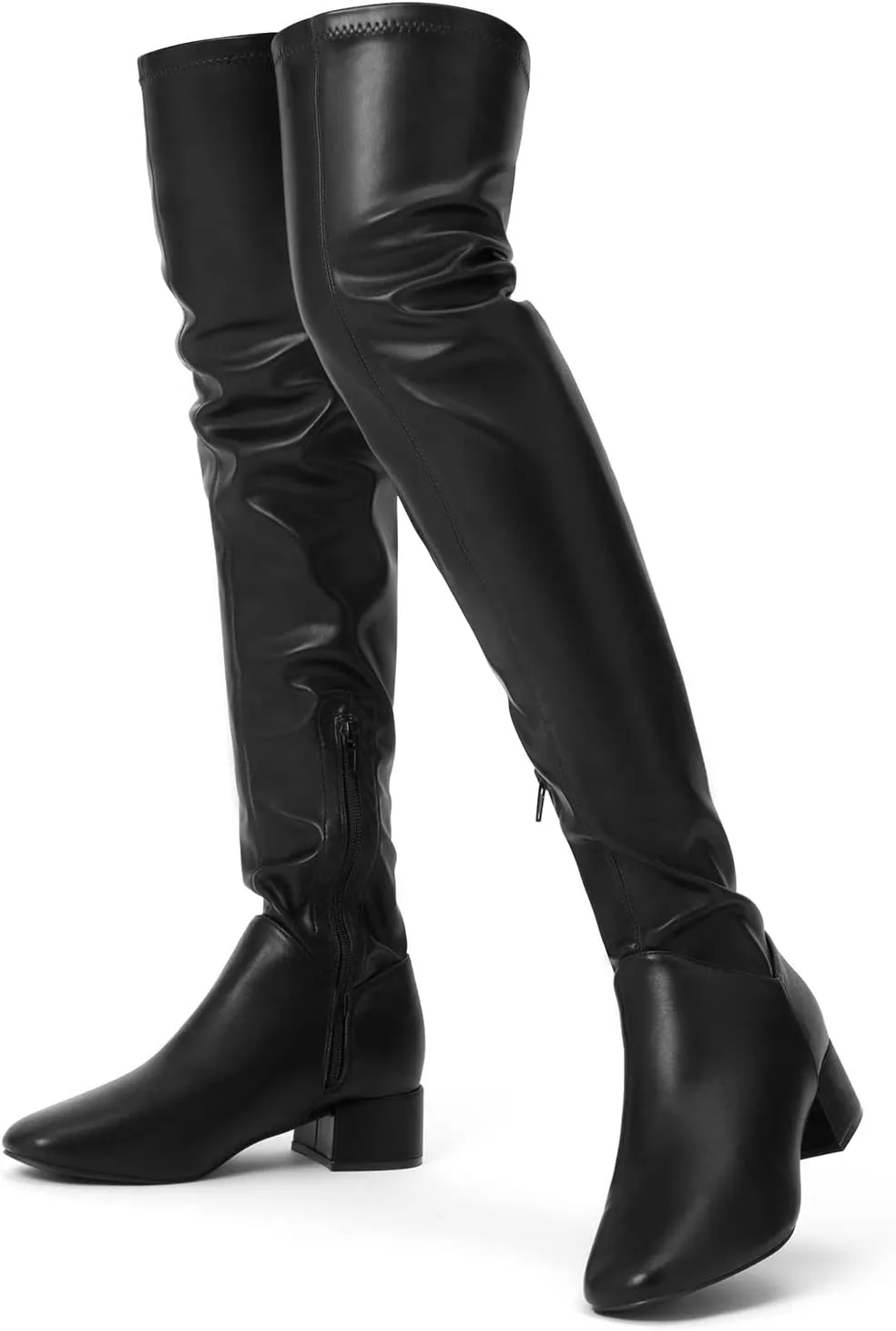 Greatonu Women's Over Knee High Boots Warm Winter Long Boot with Side Zipper Back Lace Fashion Thigh High Boots