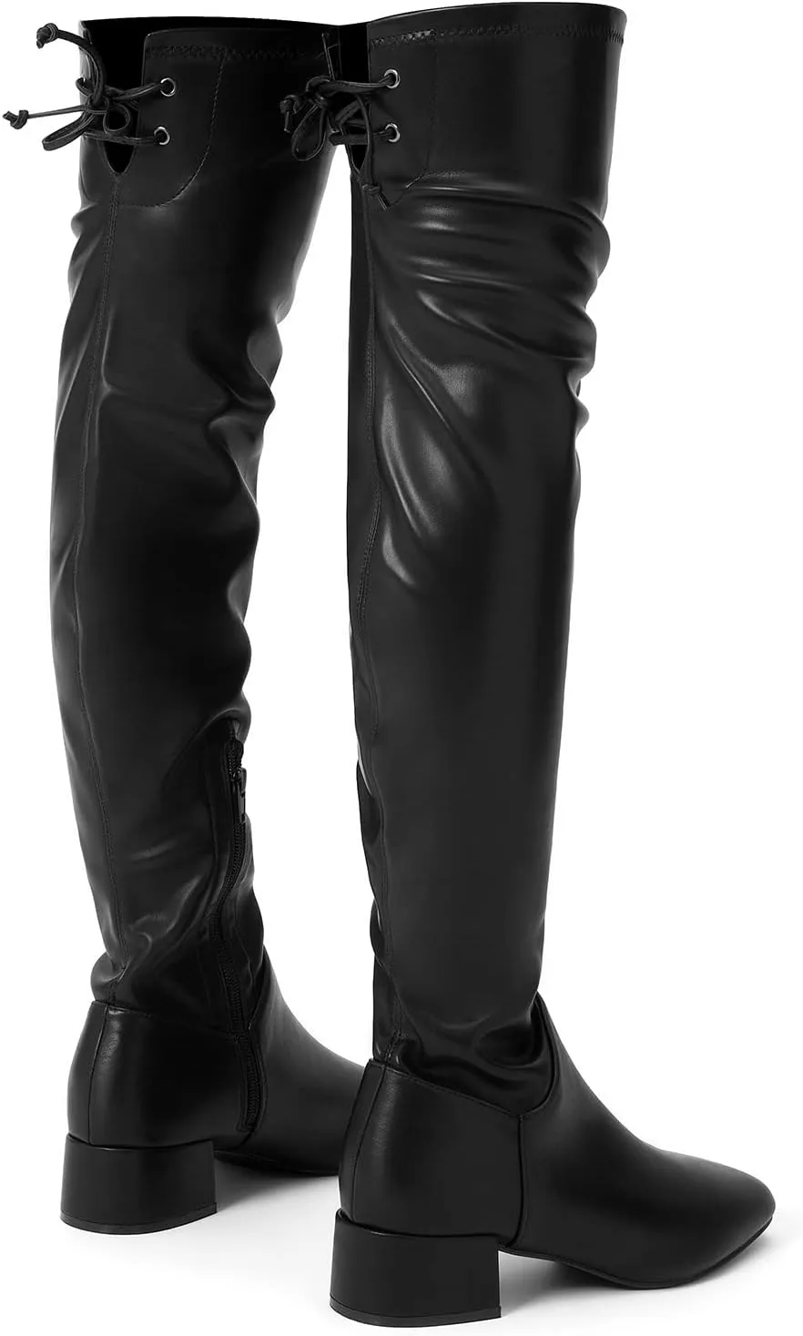 Greatonu Women's Over Knee High Boots Warm Winter Long Boot with Side Zipper Back Lace Fashion Thigh High Boots