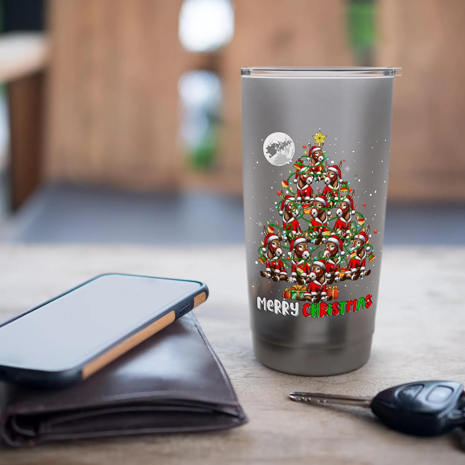Group Santa Mules As Christmas Tree Colorful Costume Team Stainless Steel Insulated Tumbler