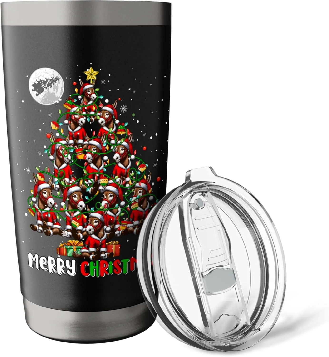 Group Santa Mules As Christmas Tree Colorful Costume Team Stainless Steel Insulated Tumbler