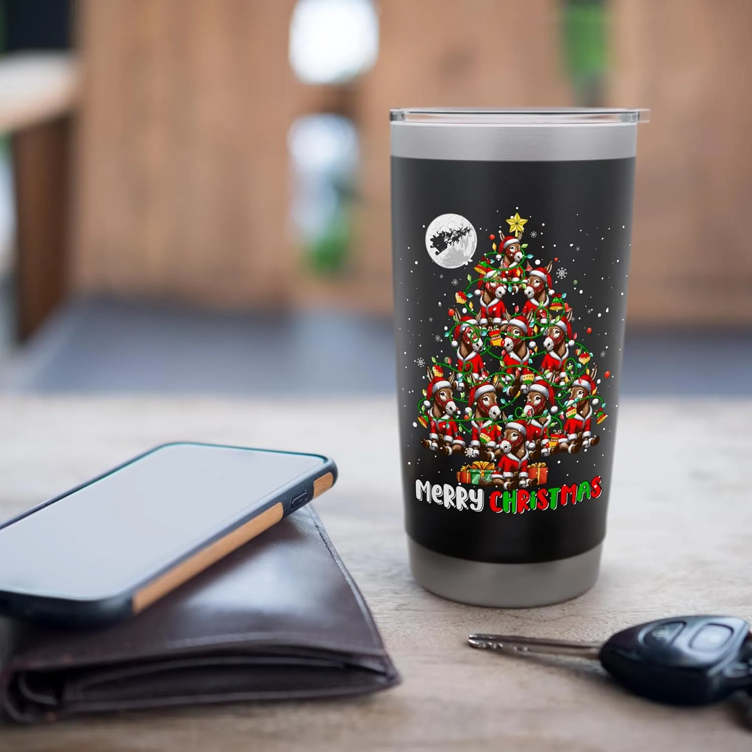 Group Santa Mules As Christmas Tree Colorful Costume Team Stainless Steel Insulated Tumbler