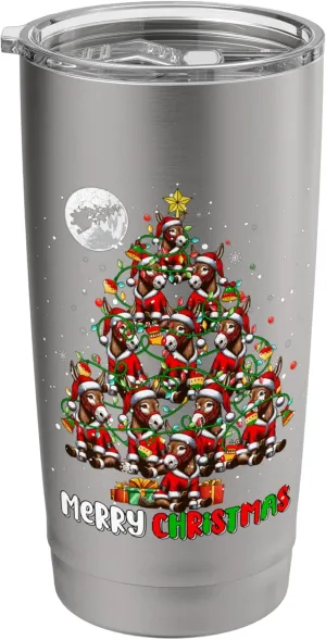 Group Santa Mules As Christmas Tree Colorful Costume Team Stainless Steel Insulated Tumbler