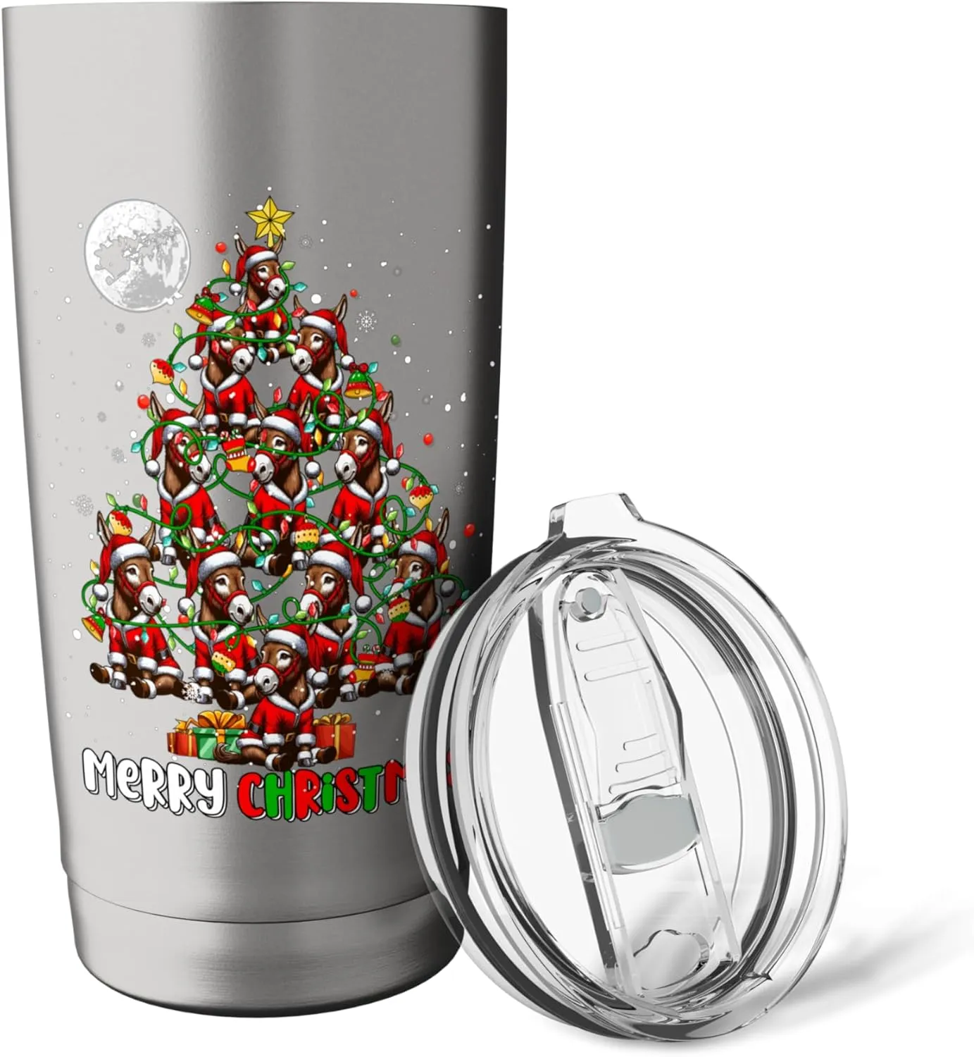 Group Santa Mules As Christmas Tree Colorful Costume Team Stainless Steel Insulated Tumbler