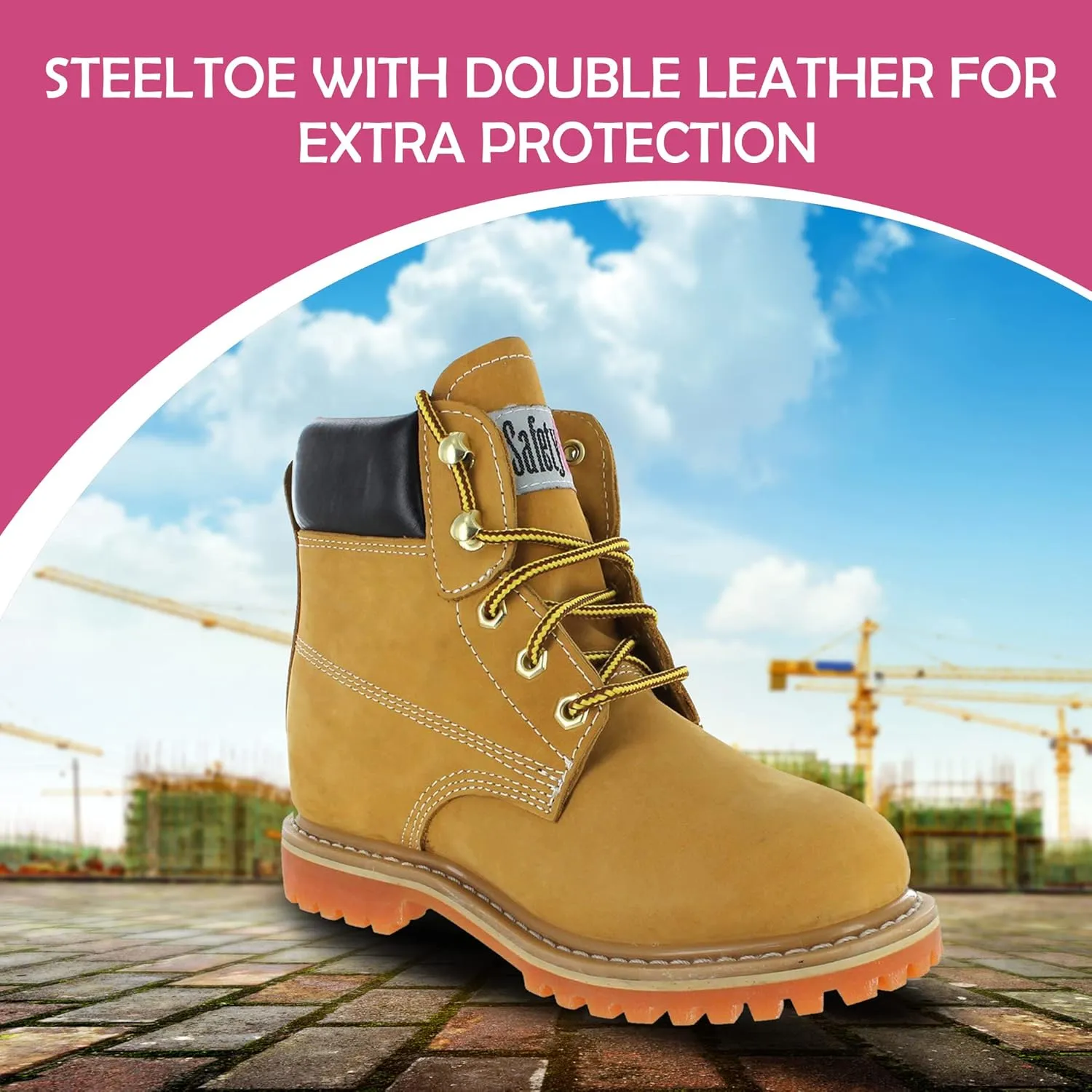 GS003-Tan-7.5W Steel Toe Work Boots - Tan - 7.5W, English, Capacity, Volume, Leather, 7.5W, Tan ()