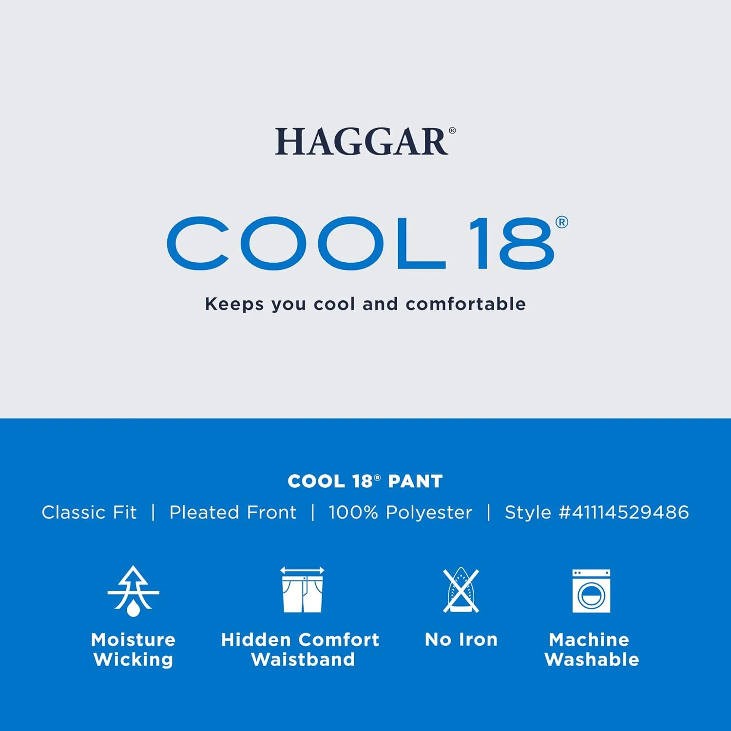 Haggar Men's Cool 18 Hidden Expandable Waist Pleat Front Pant-Regular and Big & Tall Sizes