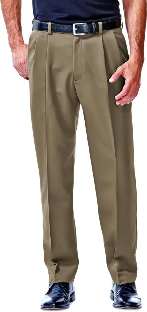 Haggar Men's Cool 18 Hidden Expandable Waist Pleat Front Pant-Regular and Big & Tall Sizes