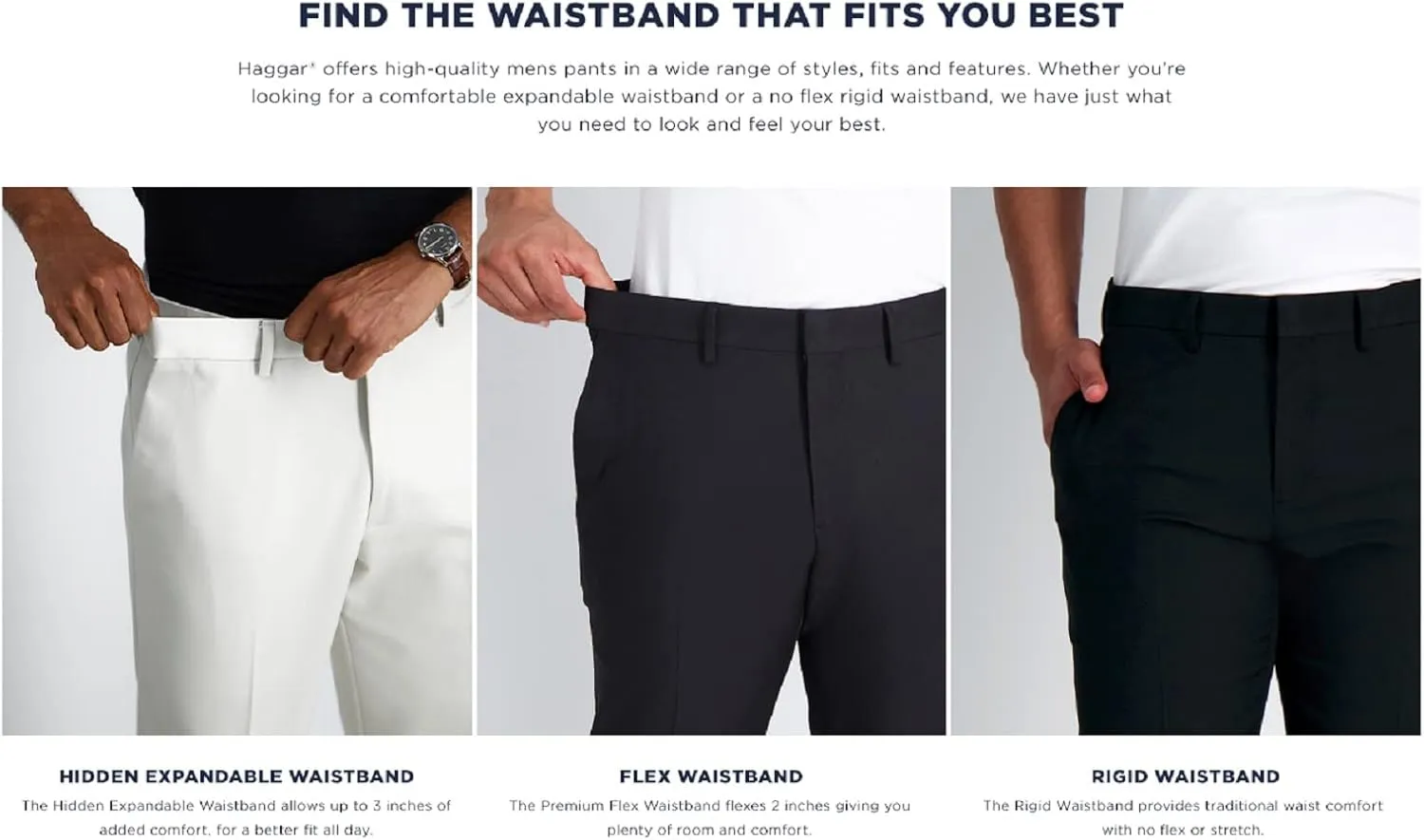 Haggar Men's Cool 18 Hidden Expandable Waist Pleat Front Pant-Regular and Big & Tall Sizes