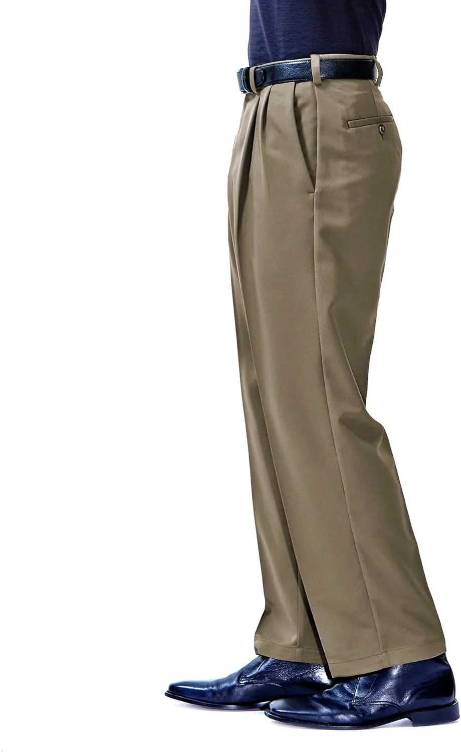 Haggar Men's Cool 18 Hidden Expandable Waist Pleat Front Pant-Regular and Big & Tall Sizes