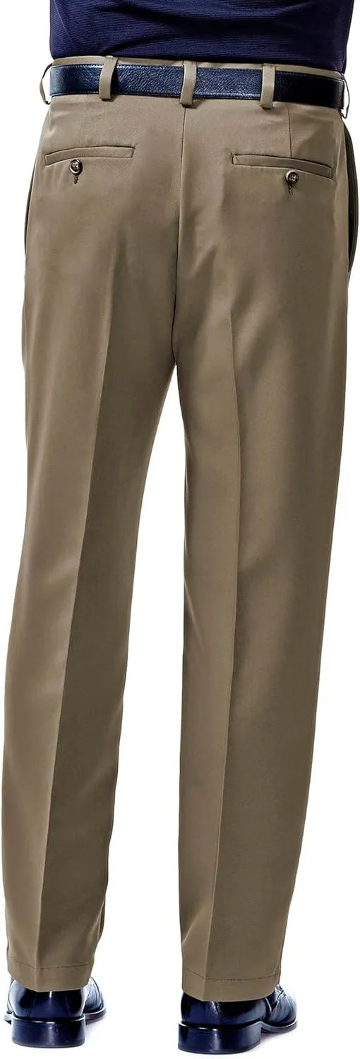 Haggar Men's Cool 18 Hidden Expandable Waist Pleat Front Pant-Regular and Big & Tall Sizes