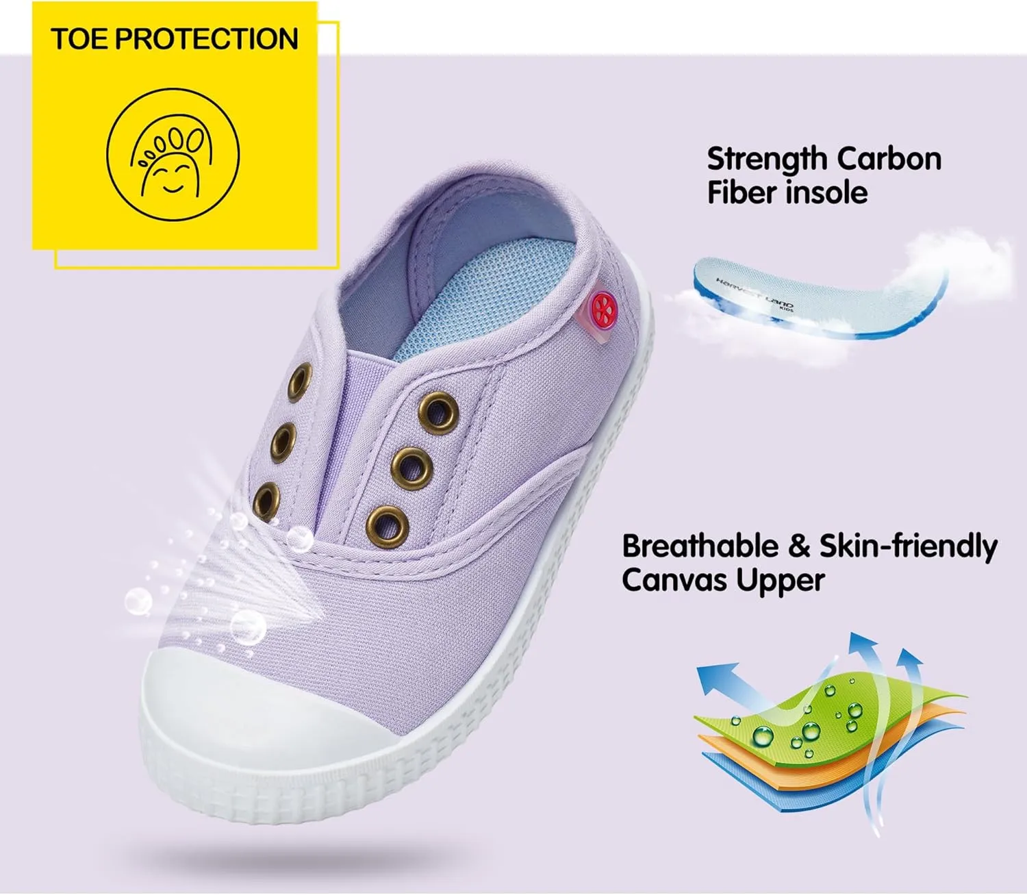 Harvest Land Kid Slip On Sneakers Toddler Comfortable Canvas Shoes for Boys Girls Light Tennis Shoes Children Fashion Shoes