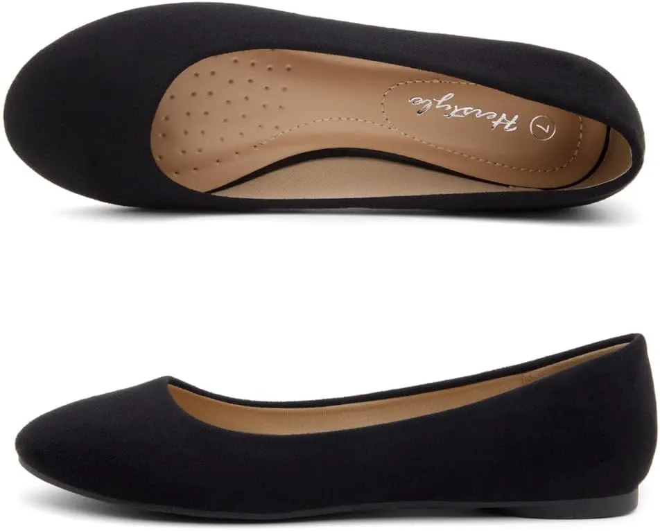 Herstyle Ever Memory Women's Ballet Flats Dressy Flat Shoes Almond Toe Ballerina Comfortable Slip-On Casual Flats for Daily Wear Work Office and Party