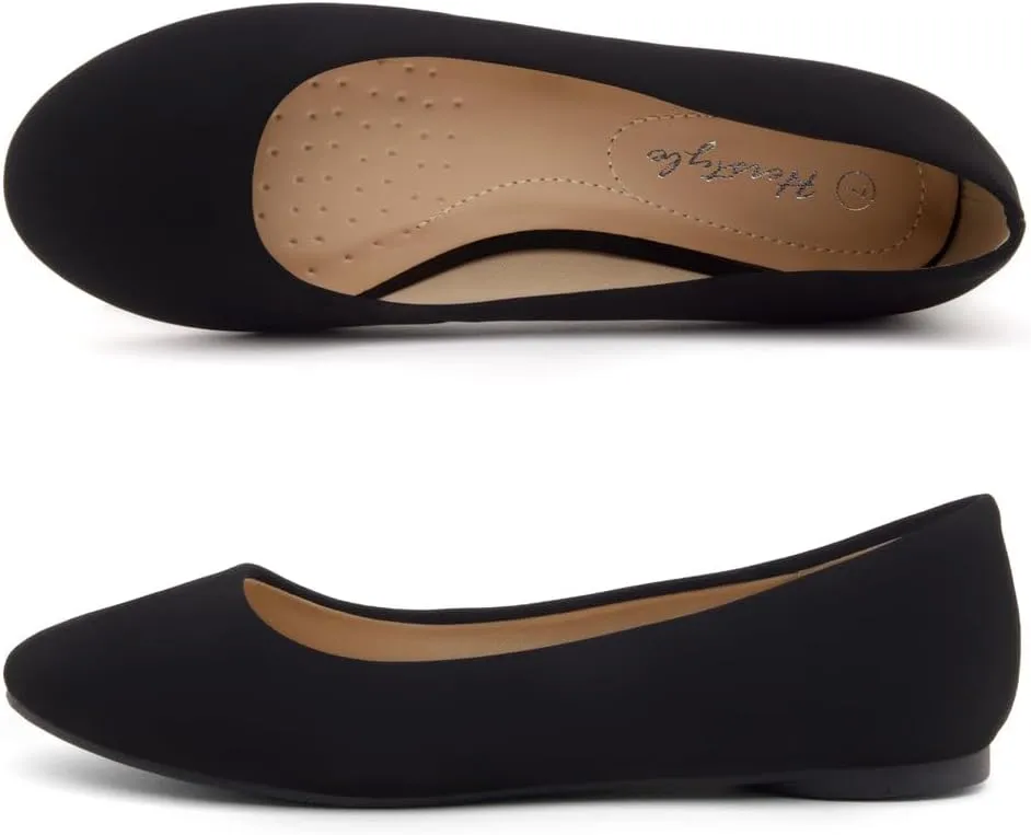 Herstyle Ever Memory Women's Ballet Flats Dressy Flat Shoes Almond Toe Ballerina Comfortable Slip-On Casual Flats for Daily Wear Work Office and Party