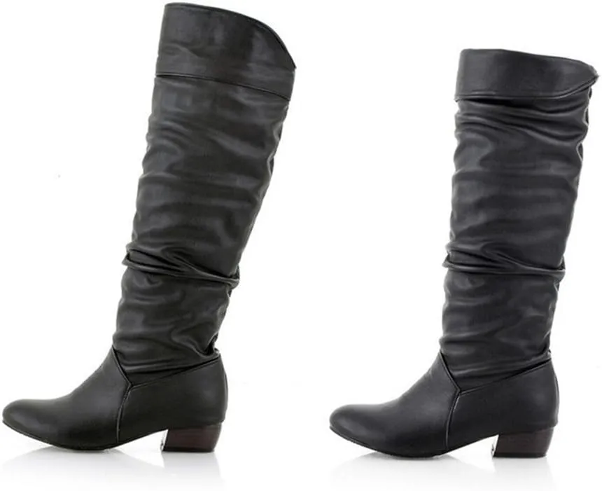 High Knee Riding Boots Heels Flat Winter Women's Thigh High Suede Boot