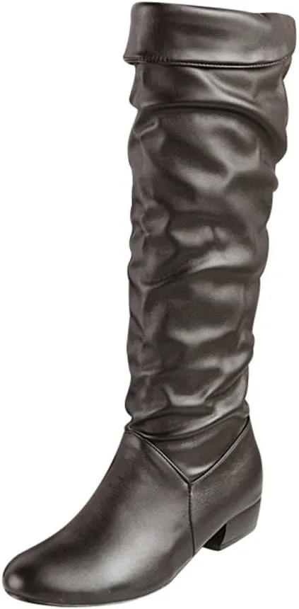 High Knee Riding Boots Heels Flat Winter Women's Thigh High Suede Boot