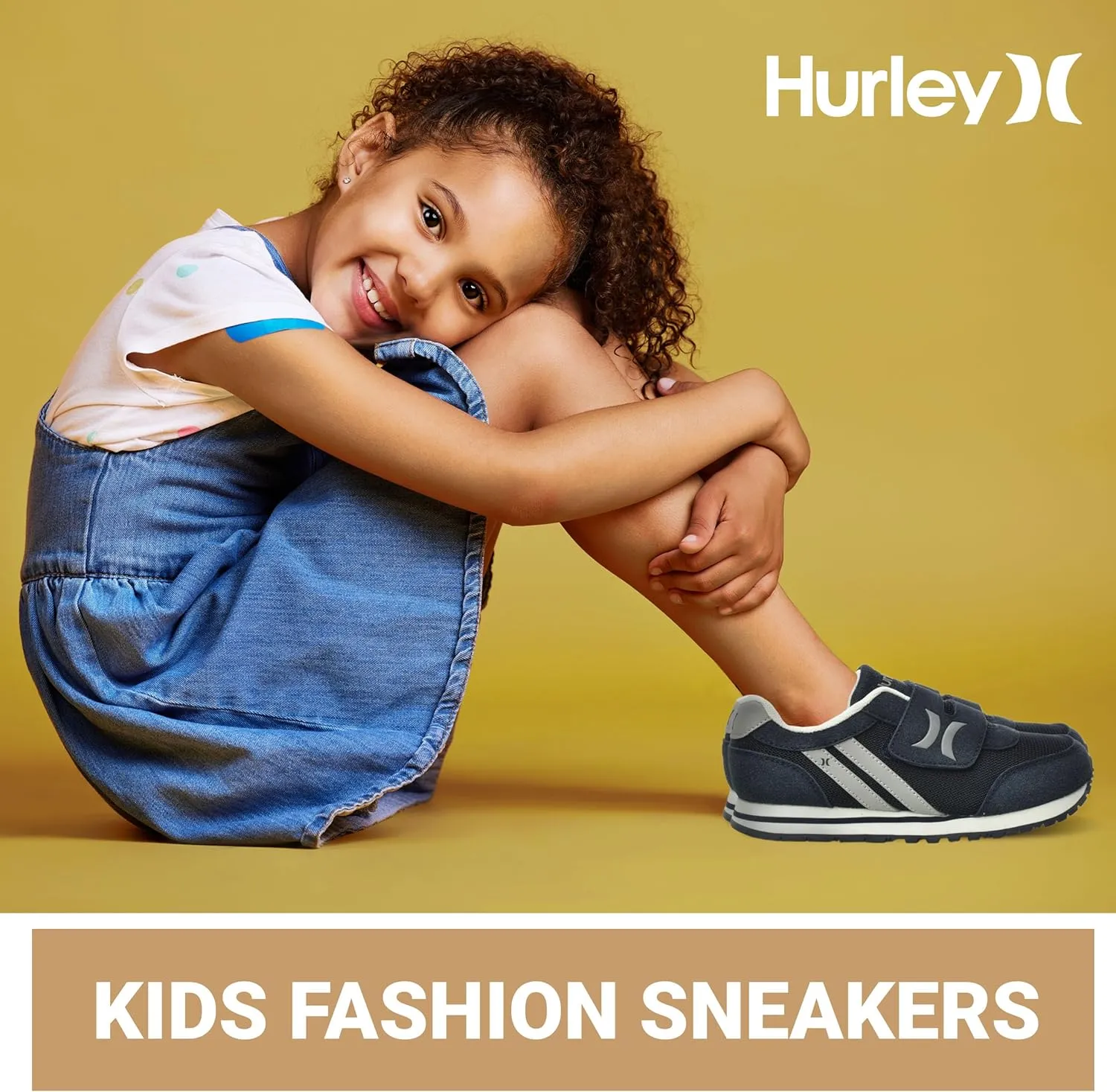 Hurley Kid's Knox Walking Sneakers - Kid's Runner Shoes with Hook & Loop Closure for Easy Wear, Lightweight Running & Walking Shoes for Boys & Girls, Toddler Kid's Sneaker Shoes