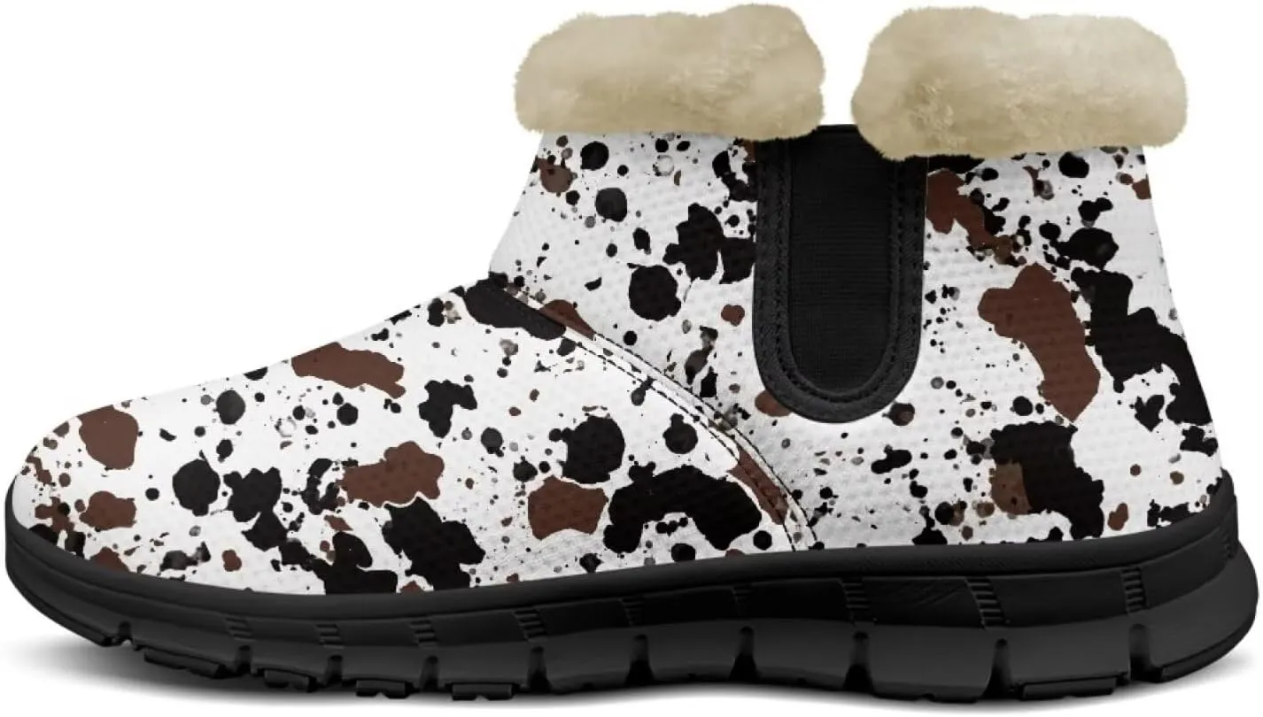 Jeiento Animal Print Winter Boots for Women Warm Inner Slip On Winter Shoes Walking Boots