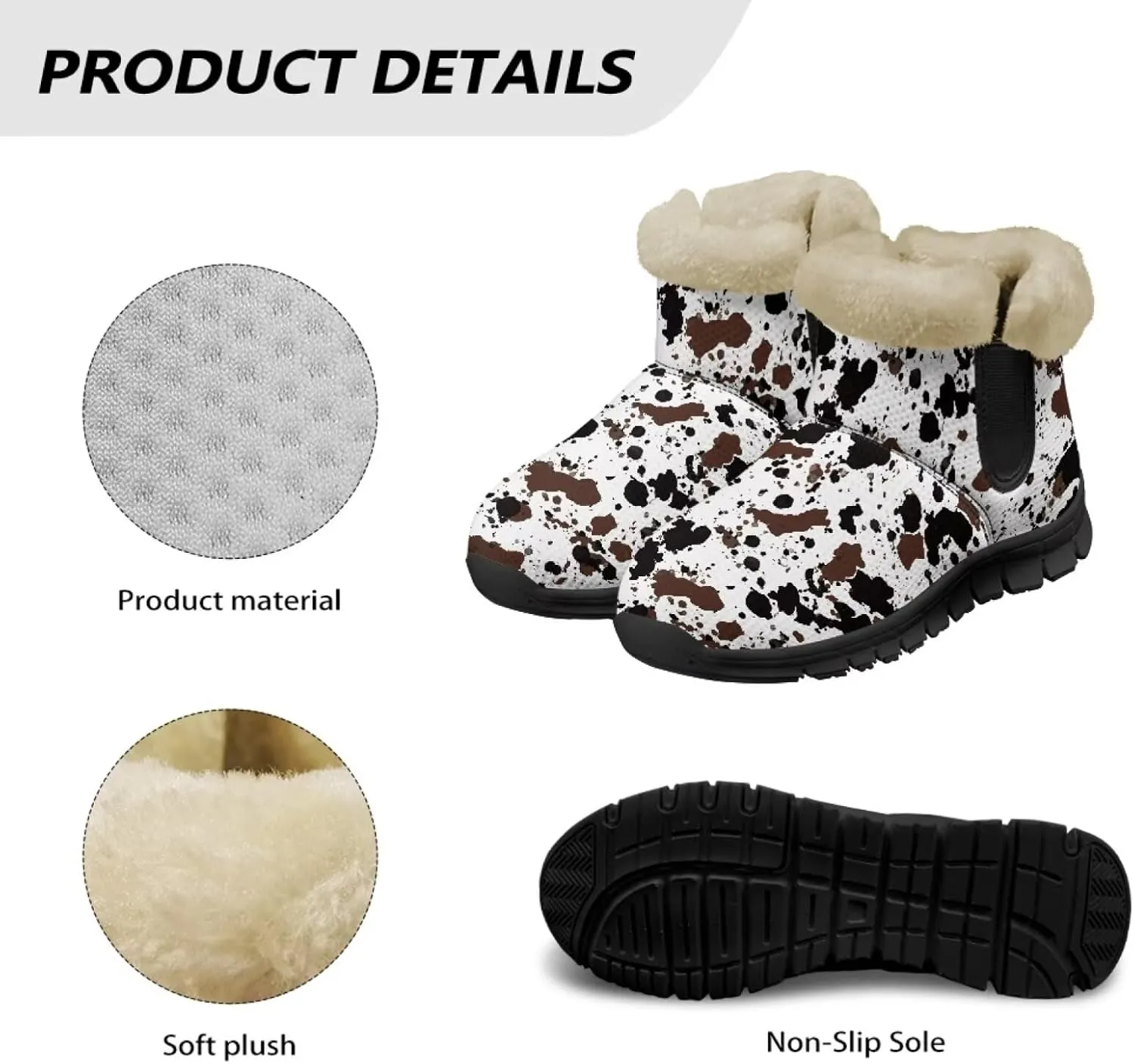 Jeiento Animal Print Winter Boots for Women Warm Inner Slip On Winter Shoes Walking Boots