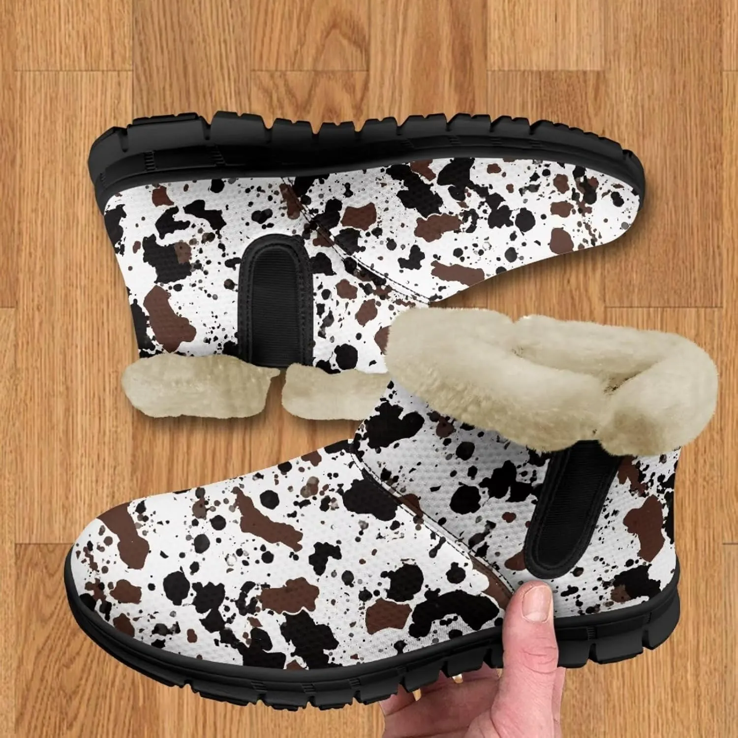 Jeiento Animal Print Winter Boots for Women Warm Inner Slip On Winter Shoes Walking Boots