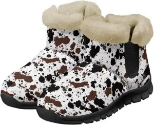 Jeiento Animal Print Winter Boots for Women Warm Inner Slip On Winter Shoes Walking Boots