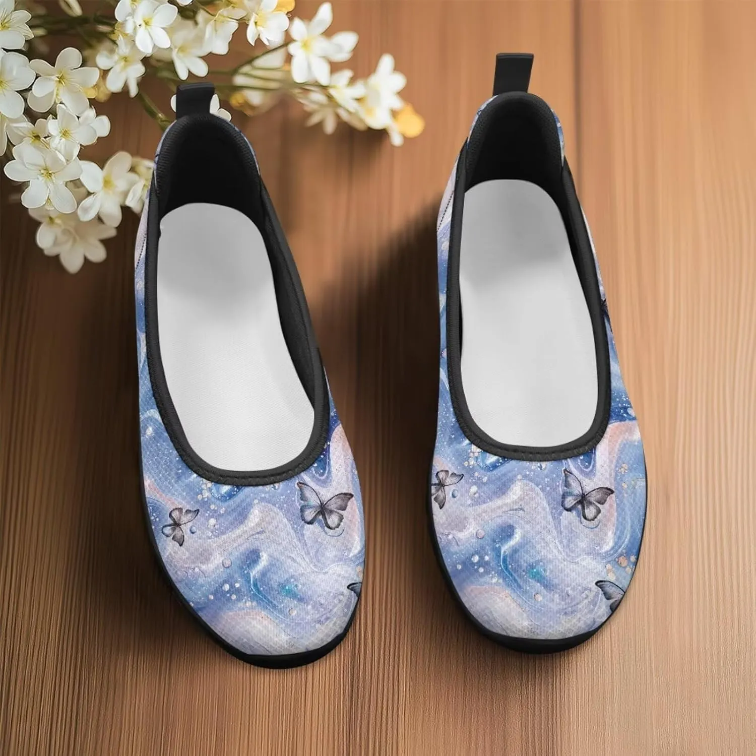 Jeiento Butterfly Shoes for Women Casual Slip-On Loafers Mesh Breathable Road Running Shoes Adult Sneakers