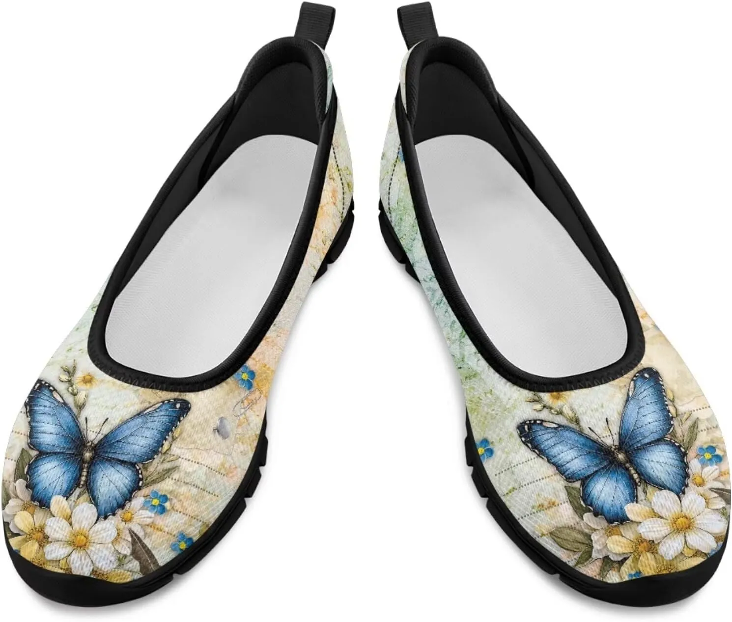 Jeiento Butterfly Shoes for Women Casual Slip-On Loafers Mesh Breathable Road Running Shoes Adult Sneakers