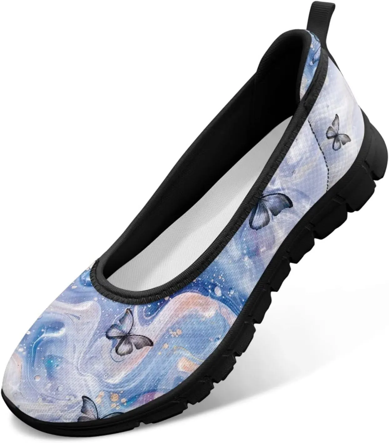 Jeiento Butterfly Shoes for Women Casual Slip-On Loafers Mesh Breathable Road Running Shoes Adult Sneakers