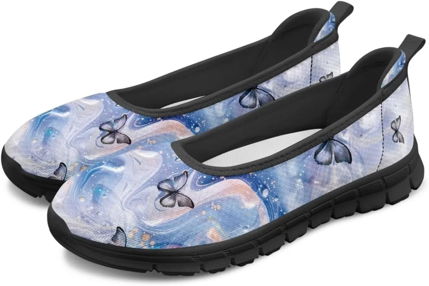 Jeiento Butterfly Shoes for Women Casual Slip-On Loafers Mesh Breathable Road Running Shoes Adult Sneakers
