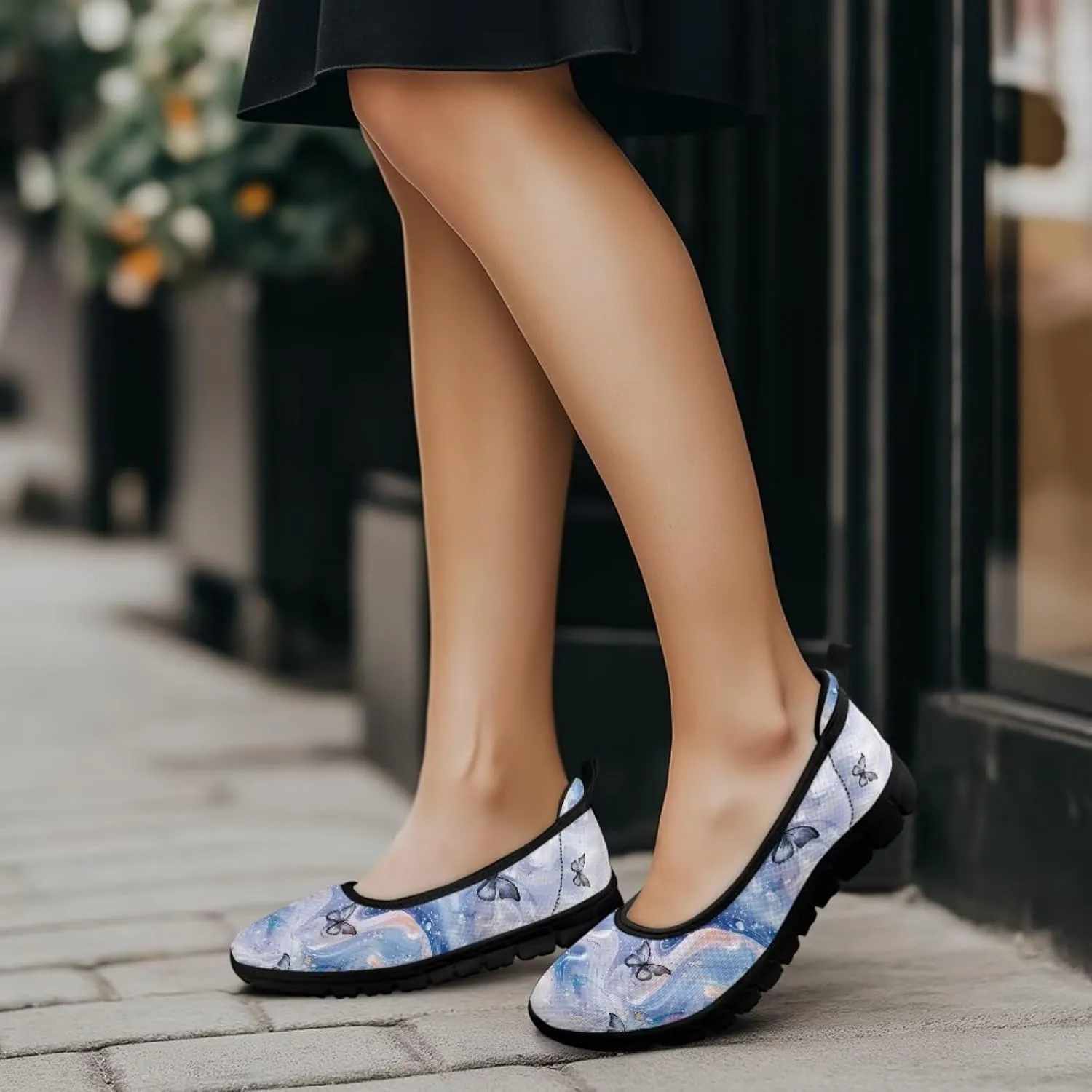Jeiento Butterfly Shoes for Women Casual Slip-On Loafers Mesh Breathable Road Running Shoes Adult Sneakers