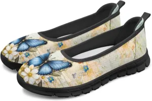 Jeiento Butterfly Shoes for Women Casual Slip-On Loafers Mesh Breathable Road Running Shoes Adult Sneakers