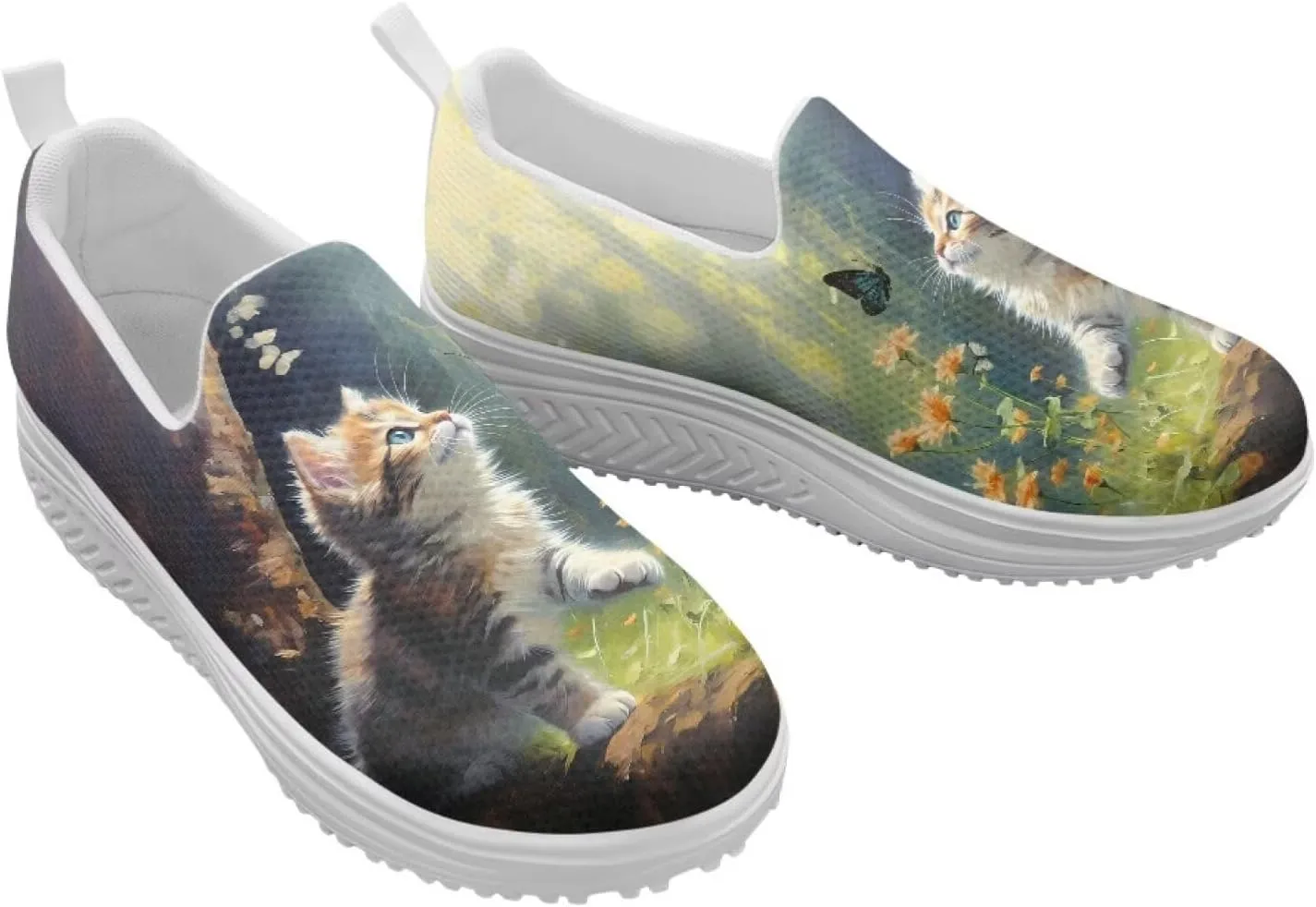Jeiento Womens Platform Fashion Sneakers with Rocker Bottom Low Top Tennis Shoes Slip-On Walking Sneaker Work,Athletic,Casual Footwear