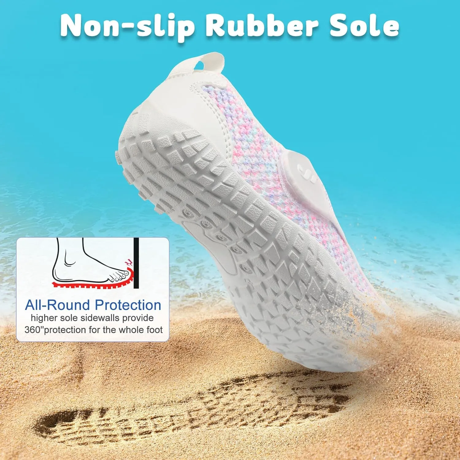 JIASUQI Kids Water Shoes for Boys Girls Barefoot Swim Beach Shoes Quick Dry Hiking Shoes Sneakers for Kids