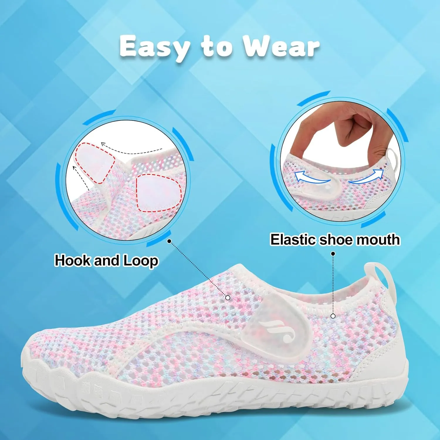 JIASUQI Kids Water Shoes for Boys Girls Barefoot Swim Beach Shoes Quick Dry Hiking Shoes Sneakers for Kids