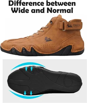 JishinGal Men's Casual Suede Lace Up Flats Chukka Ankle Boots,Handmade High Top high boots Outdoor Walking Sneakers Slip-on Lightweight Non-Slip Driving Chukka Boots