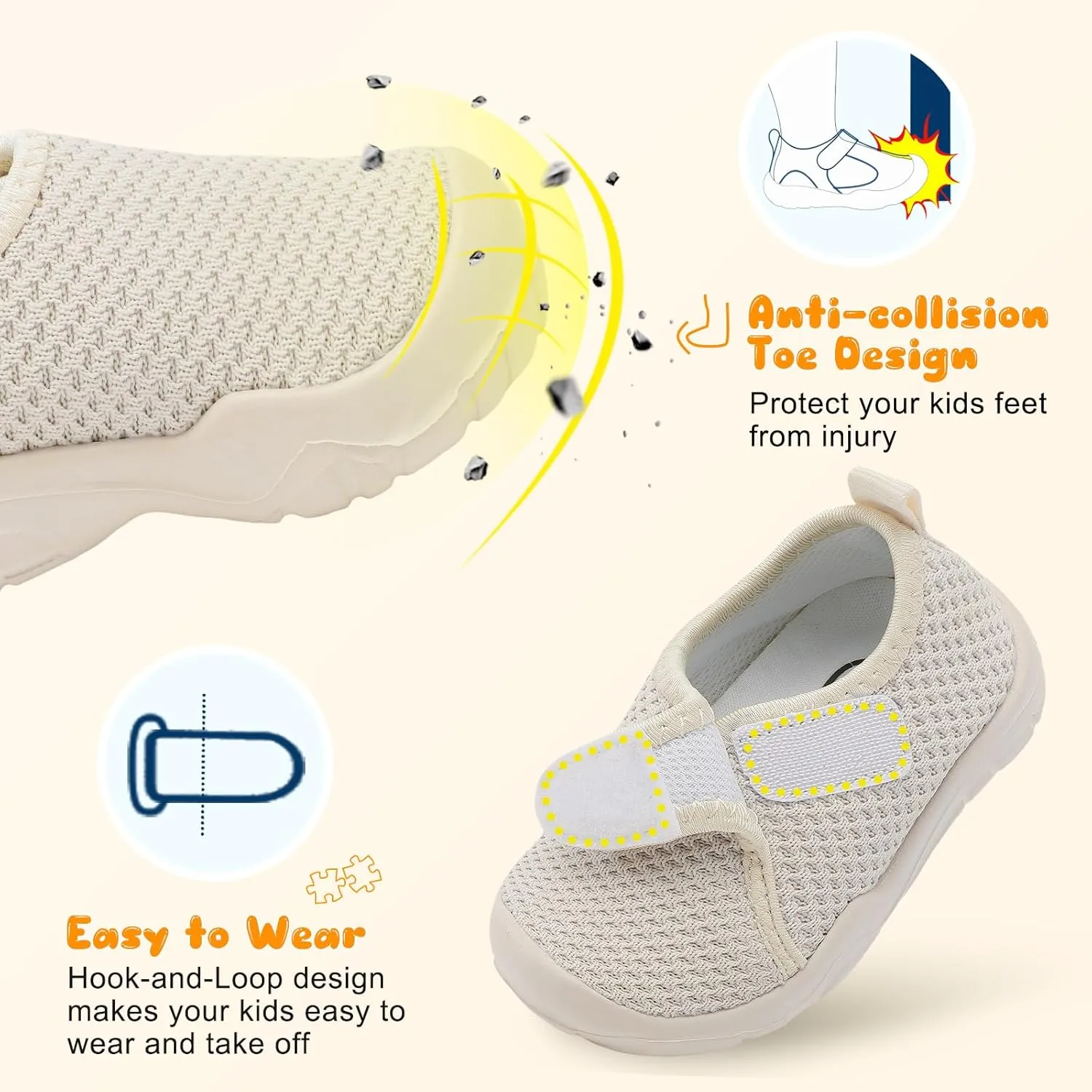 JOINFREE Toddler Boys Girls Barefoot Shoes Breathable Kids Sneakers Lightweight Walking Shoes Slip On Tennie Shoes Wide School Shoes