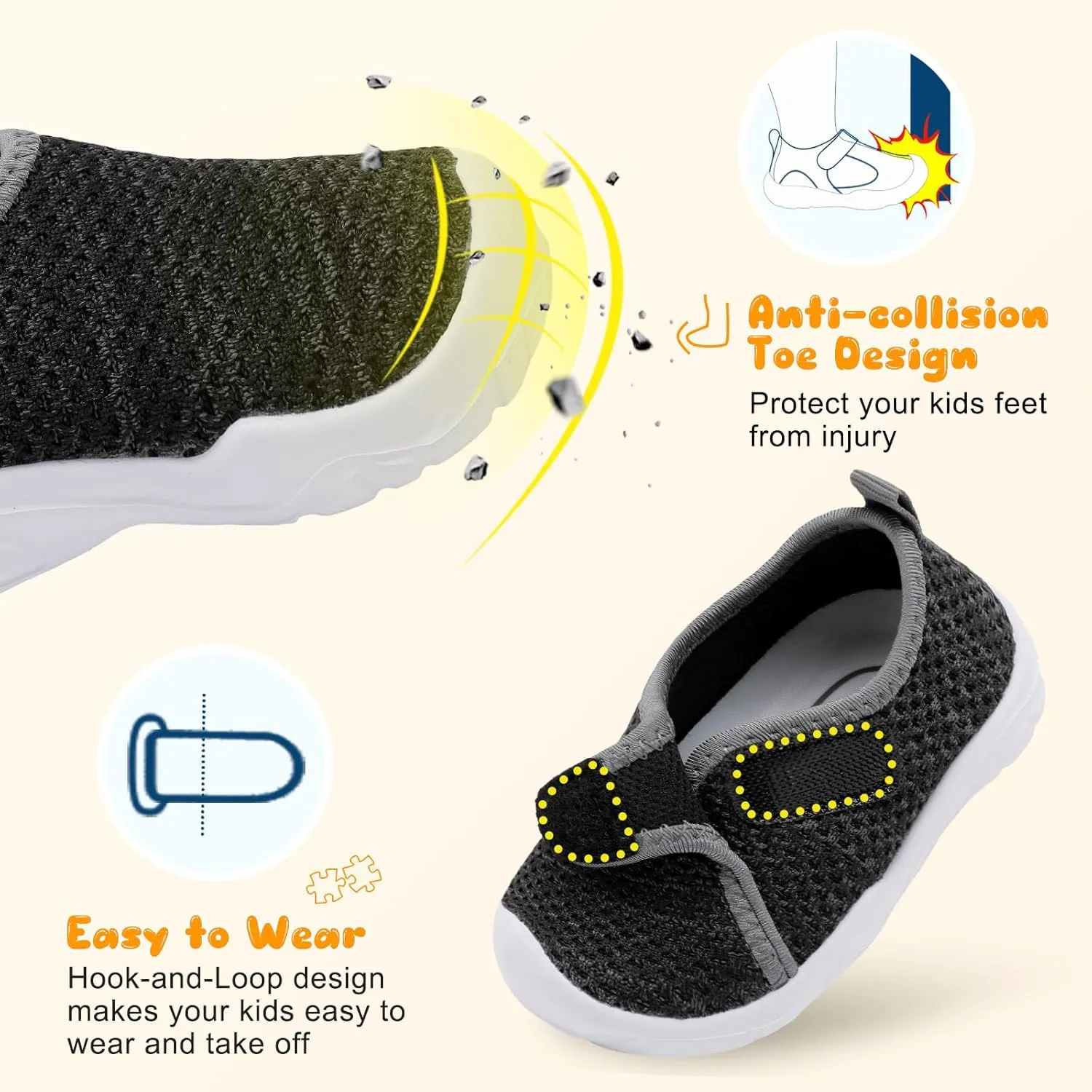 JOINFREE Toddler Boys Girls Barefoot Shoes Breathable Kids Sneakers Lightweight Walking Shoes Slip On Tennie Shoes Wide School Shoes