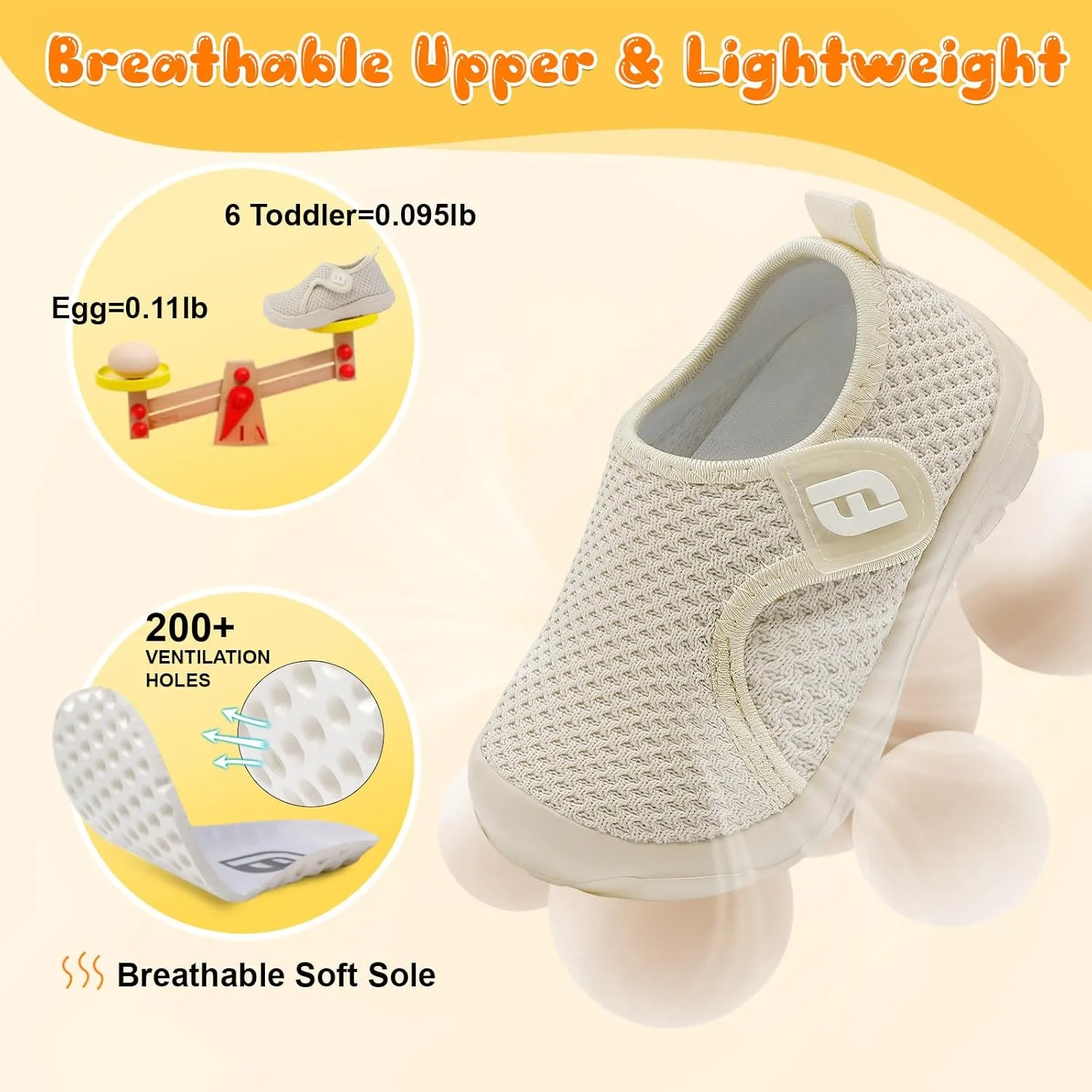 JOINFREE Toddler Boys Girls Barefoot Shoes Breathable Kids Sneakers Lightweight Walking Shoes Slip On Tennie Shoes Wide School Shoes