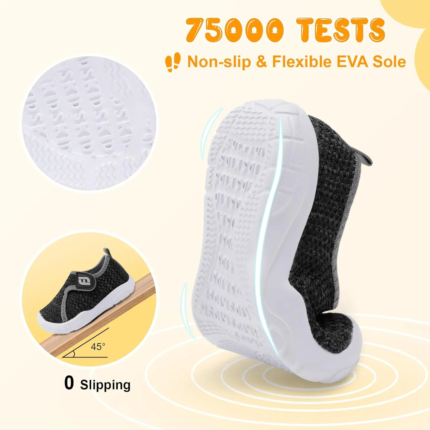 JOINFREE Toddler Boys Girls Barefoot Shoes Breathable Kids Sneakers Lightweight Walking Shoes Slip On Tennie Shoes Wide School Shoes